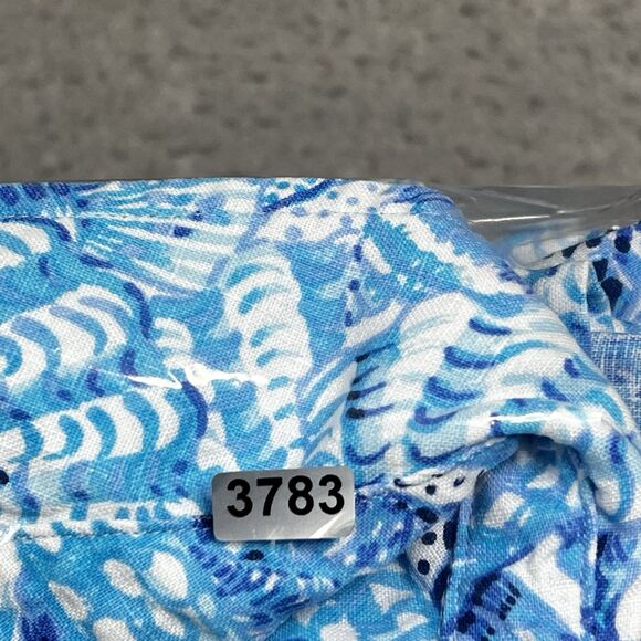 Lilly Pulitzer Pilar Linen Beach Shirt Dress Womens Small Amalfi Blue Seashore - Picture 14 of 15